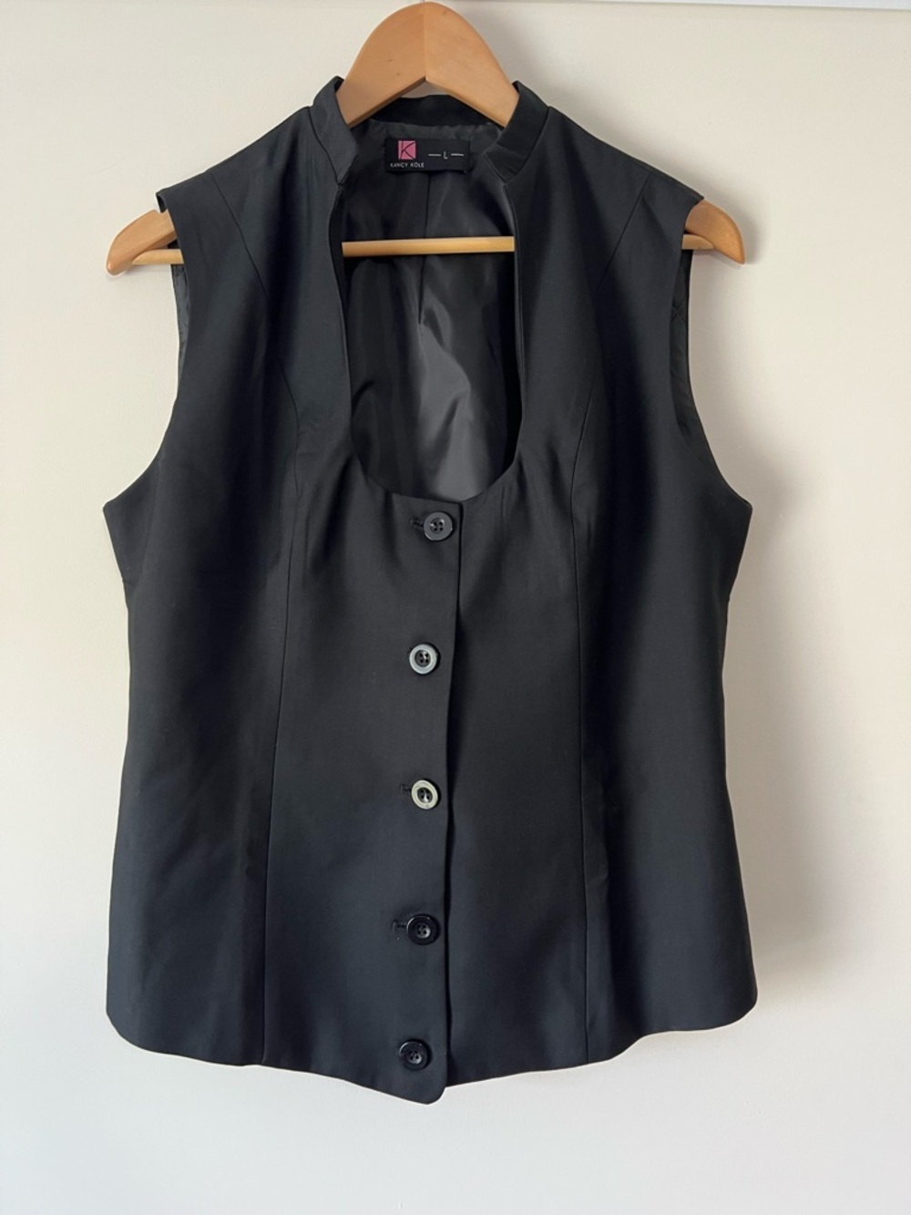 Kancy Kole Black Sleeveless Button Vest with Adjustable Fit Waist - Picture 3 of 8